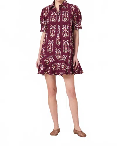 Livro Bramble Motifs Mini Dress In Burgundy In Multi