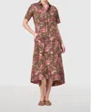 Livro City Midi Dress In Raspberry Garden In Brown