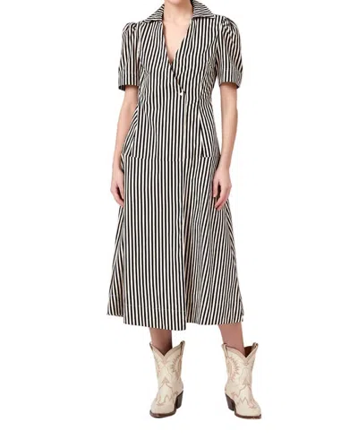 Livro Clark Dress In Ganache Pinstripe In Gray