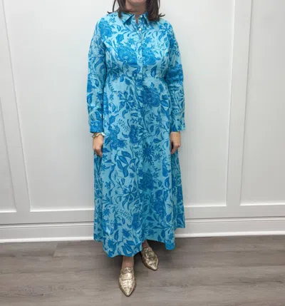 Livro Classic Shirtdress In Blue Blossoms