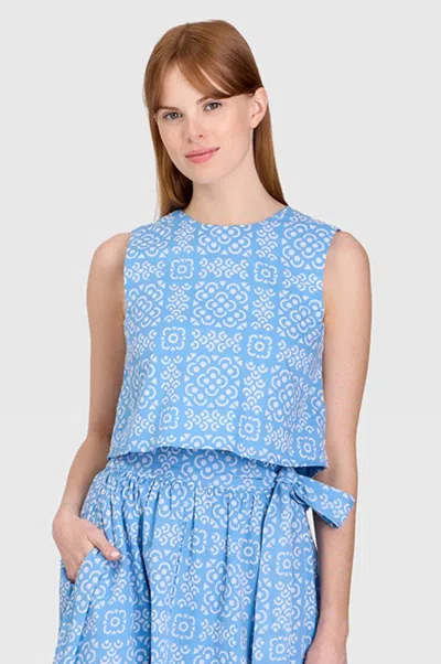 Livro Crop Top In Lanai Tile In Blue