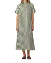 Livro Gibbons Short Sleeve Dress In Chive Stripe In Green