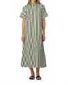 Livro Gibbons Short Sleeve Dress In Chive Stripe In Green