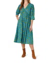 Livro Ingrid Midi Dress In Kalamkari In Blue
