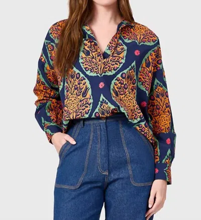 LIVRO JANE V-NECK TOP IN SAFFRON BOTANICALS