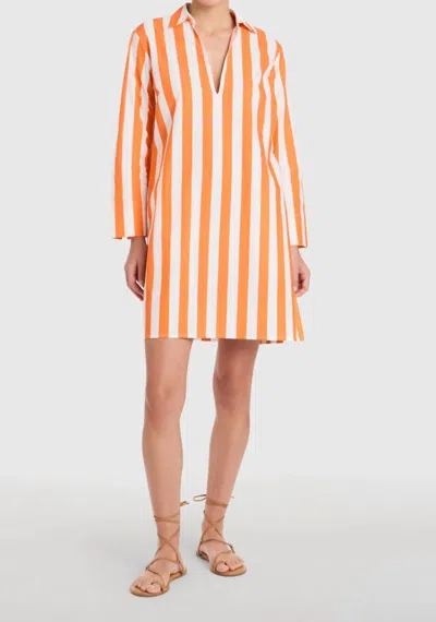 Livro Kurta Short Dress In Sunny Stripes In Orange
