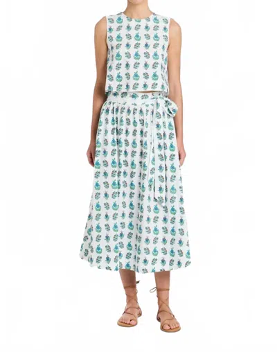Livro Lou Midi Skirt In Beach Sprigs In White