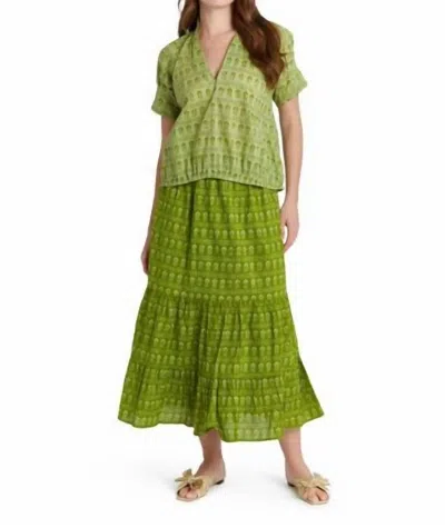 Livro Market Tiered Maxi Skirt In Dark Mossy Sprigs