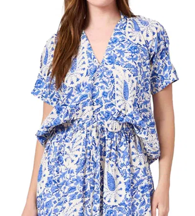 Livro Coastal Summer Top In Steel Paisley In Blue