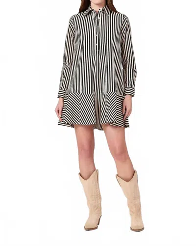 Livro Polly Dress In Ganache Pinstripe In Black