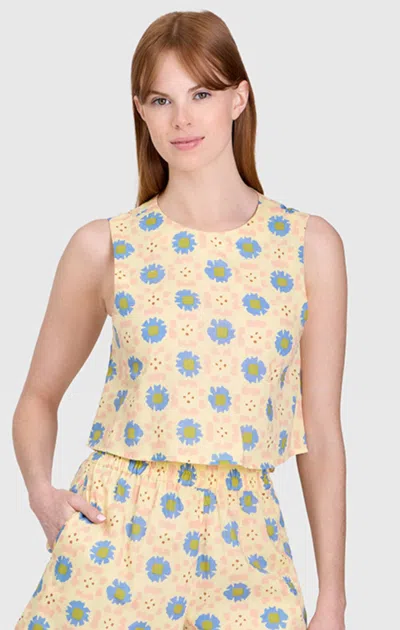 Livro Porch Posy Sleeveless Crop Top In Yellow