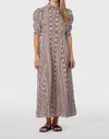 Livro Smocked Midi Dress In Allegra Stripe In Brown