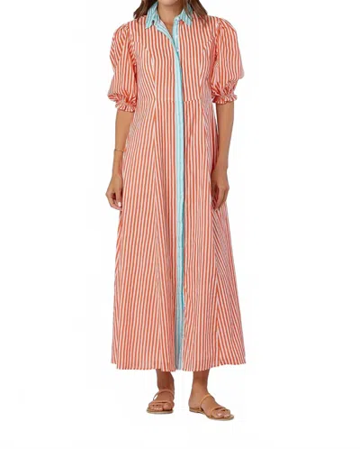 Livro Rosie Shirt Dress In Salmon Stripe In Red
