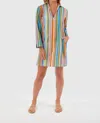 Livro Short Kurta Dress In Awning Stripes In Multi
