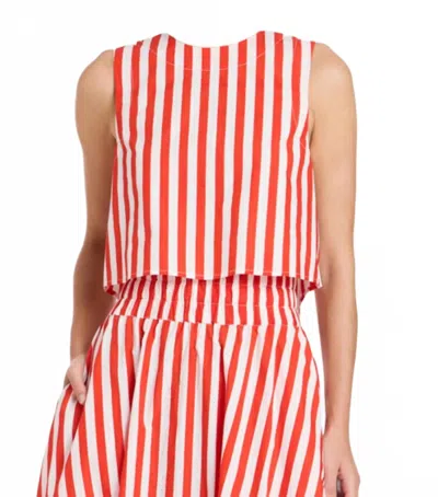 Livro Sleeveless Crop Top In Red Stripes In Pink