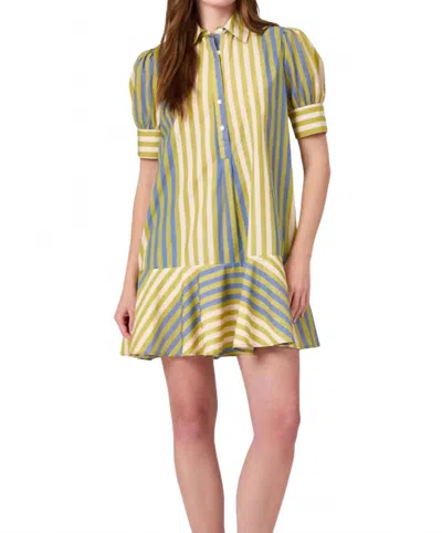 Livro Stripes Mini Dress In Chartreuse In Multi