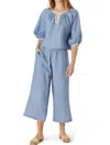 Livro Travel Top In Chambray Linene In Multi
