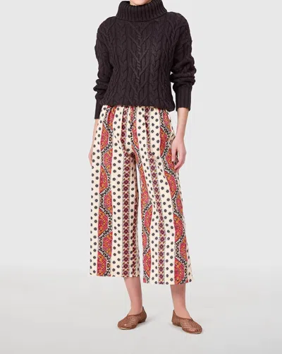 Livro Wide Leg Travel Pants In Crimson Mosaic In Brown