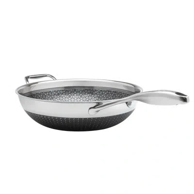 Livwell Diamondclad 12-inch Hybrid Nonstick Stainless Steel Wok Fry Pan - Pfoa Free, Dishwasher Safe, Oven S In Silver;black