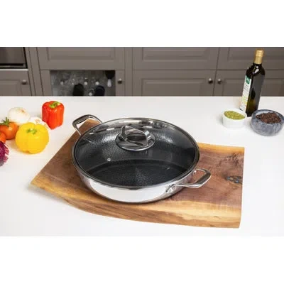 Livwell Diamondclad 14-inch Hybrid Nonstick Stainless Steel Everything Fry Pan Skillet With Tempered Glass L In Silver