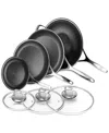 LIVWELL DIAMONDCLAD 7-PC. HYBRID NONSTICK STAINLESS STEEL FRYPAN AND WOK SET