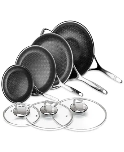 Livwell Diamondclad 7-pc. Hybrid Nonstick Stainless Steel Frypan And Wok Set In Silver