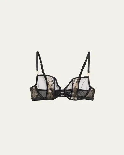 Livy Adorn Lace & Silk Satin Balconette Bra In Black