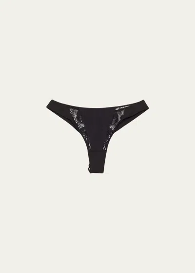 Livy Broadway Microfiber And Lace Tanga In Black