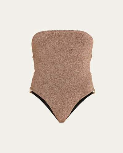Livy Dark Star Strapless One-piece Swimsuit In Brown