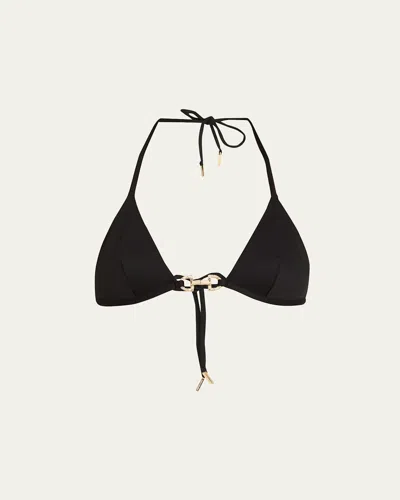 Livy Golden Point Triangle Bikini Top In Black
