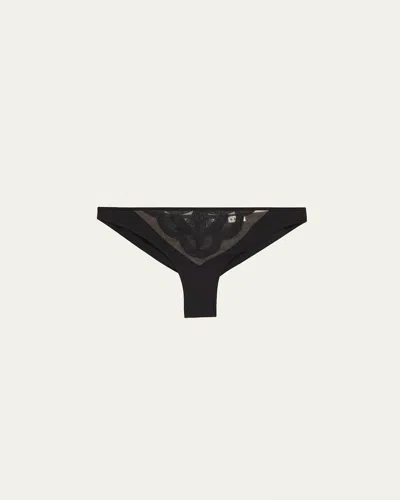 Livy Kimbaku Embroidered Microfiber Tanga In Black