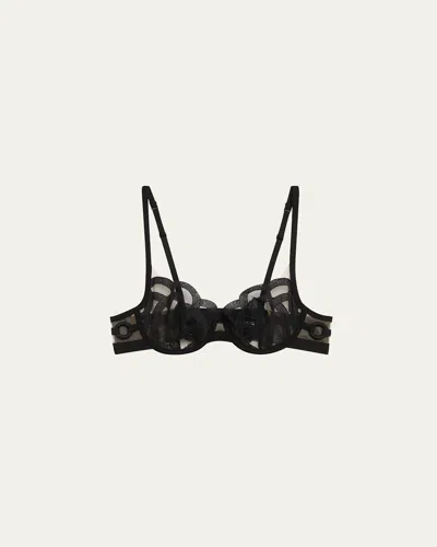 Livy Kimbaku Embroidered Underwire Balconette Bra In Black