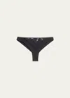 Livy Merri Embroidered Mesh Microfiber Tanga In Black