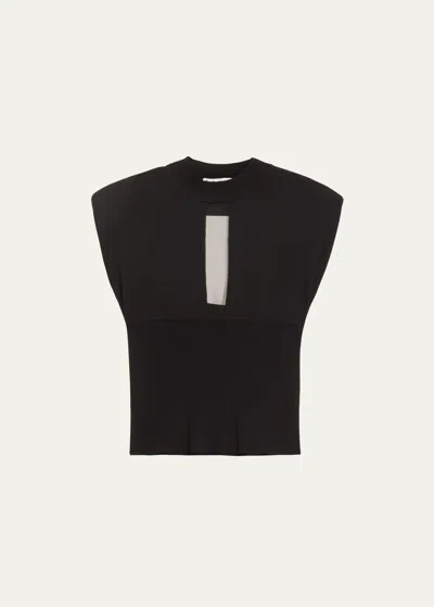 Livy Muller Cutout Sheer-inset Knit Top In Black