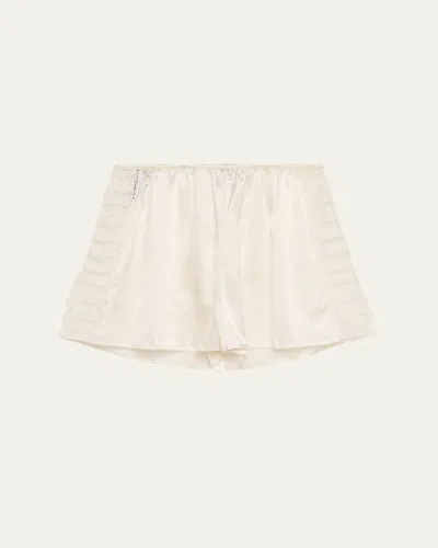 Livy Murmure Lace-trim Silk Satin Shorts In Neutral