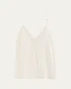 Livy Murmure Plunging Lace-trim Silk Satin Top In Neutral