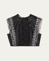 Livy Paradis Bead-embroidered Sheer Top In Black