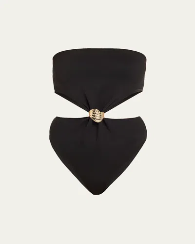 Livy Strapless Cutout One-piece Swimsuit In Black