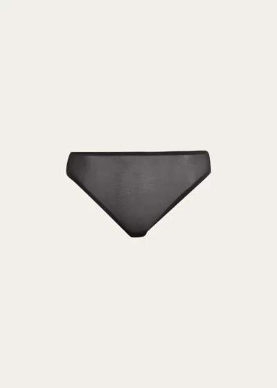Livy Tiger-embroidered Mesh Briefs In Black
