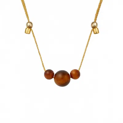 Livy Women's Hyevibe Multi Gemstone Necklace In Tiger's Eye On Gold In Red