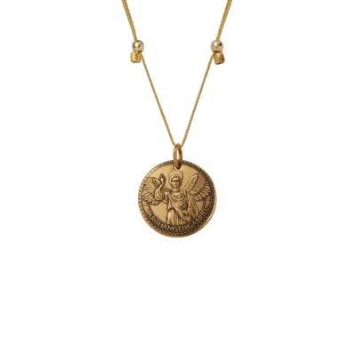 Livy Women's Mother Mary And Archangel Gabriel Guidance Necklace In Antique Gold