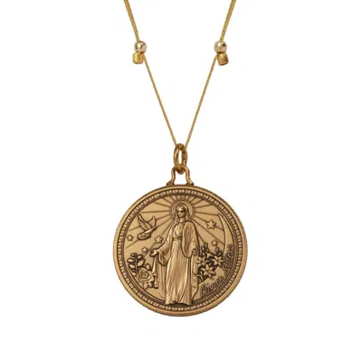 Livy Women's Mother Mary And Archangel Michael Protection Necklace In Antique Gold In Brown