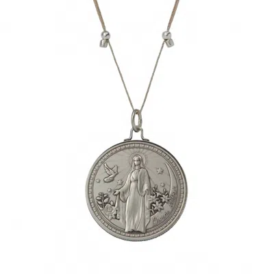 Livy Women's Mother Mary And Archangel Michael Protection Necklace In Antique Silver In Metallic
