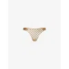 Livy Womens Gold Carter Metallic-lacquered Embroidered Stretch-woven And Tullie Tanga Briefs In Gold