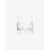 Livy Womens Offwhite Cigale Plunge Triangle Silk-blend Bralette In Offwhite
