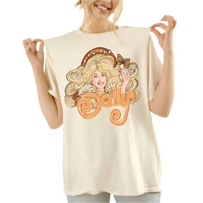 Livylu 80's Dolly Crewneck Tee In Off White In Burgundy