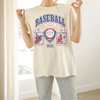 Livylu America's Favorite Pastime Tee In Beige