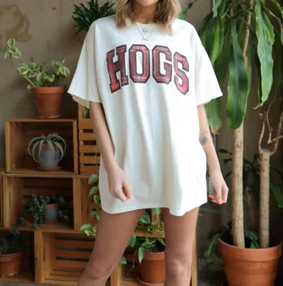 Livylu Arkansas Razorbacks Hogs Tee In Off White