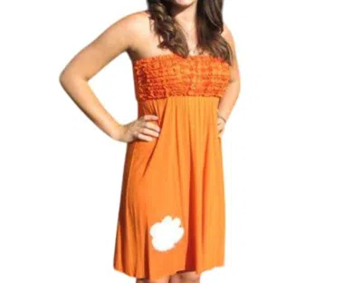 Livylu Clemson University Logo Ruffle Dress In Orange