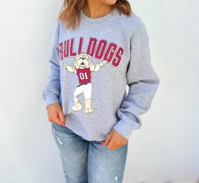 Livylu Mississippi State Bulldogs Cartoon Mascot Thrifted Sweatshirt In Grey